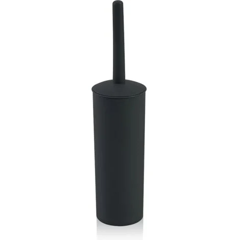 Scopino wc da appoggio nero in plastica con portascopino