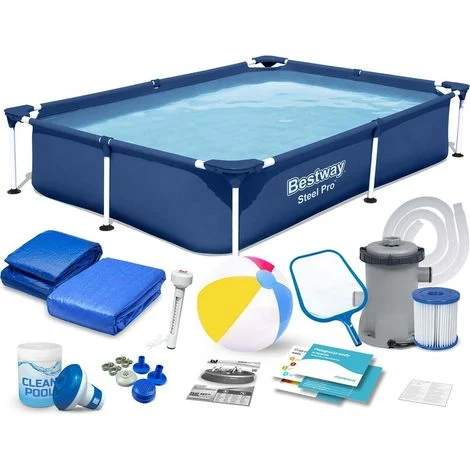 Piscina con cornice rettangolare 221x150x43 cm 16in1 bestway 56401n