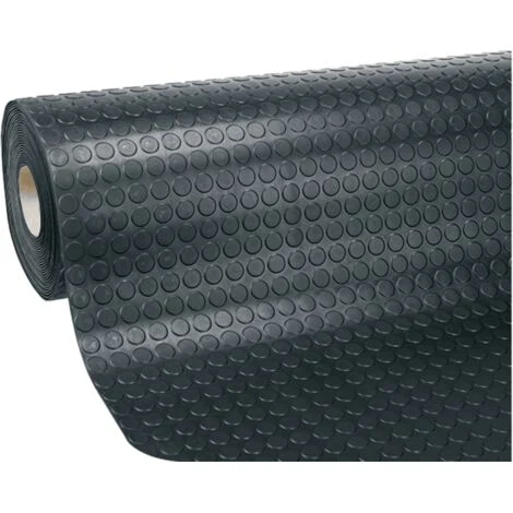Pavimento antiscivolo bollo nero in PVC - Rivestimento superfici garage, officine, laboratori, camper - h cm 100 x 1 metro