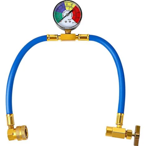 Kit di ricarica per climatizzatore auto R134a con manometri automatici – Tubi rinforzati, 4 pezzi, compatibile con tutti i veicoli