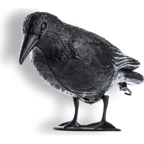 Corvo nero in plastica, efficace spaventapasseri per allontanare gli uccelli e proteggere il giardino, il balcone e la casa dai piccioni (1 pezzo)