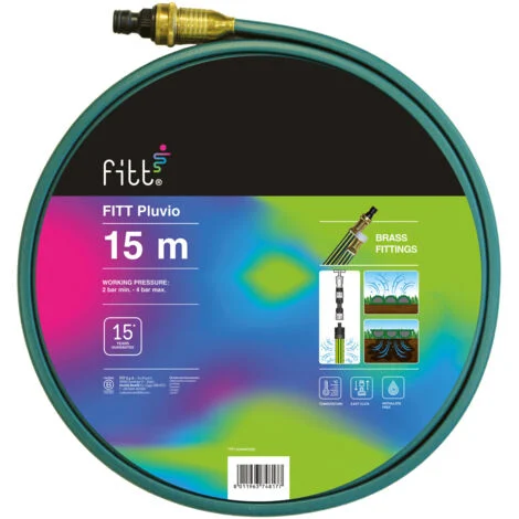 FITT PLUVIO 15 m - Tubo manichetta microforata a tre vie per irrigazione a getto e impregnamento, per uso semi professionale