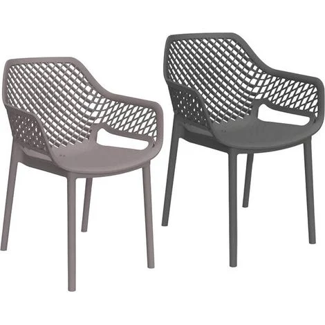 SEDIA IN POLIPROPILENE SCHIENALE FORATO 'ARIA ARMCHAIR' grafite