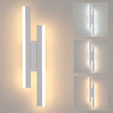 COMELY® Applique da parete per interni, lampada da parete LED moderna da 16 W, 3000 K/4500 K/6000 K, applique da parete per interni in acrilico per soggiorno, camera da letto, scale, corridoio 40 cm [