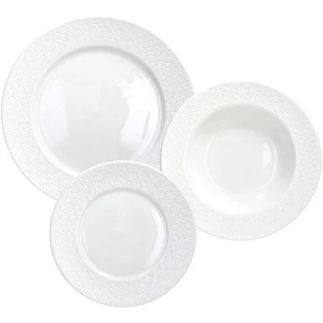 Tognana Margaret, Servizio Piatti per 6 persone, 18 Pezzi, Porcellana, Bianco