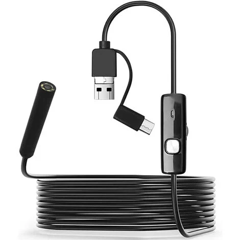 Telecamera Endoscopica 3.5M Android 3in1 Cavo Sonda Flessibile 6 LED USB Type C
