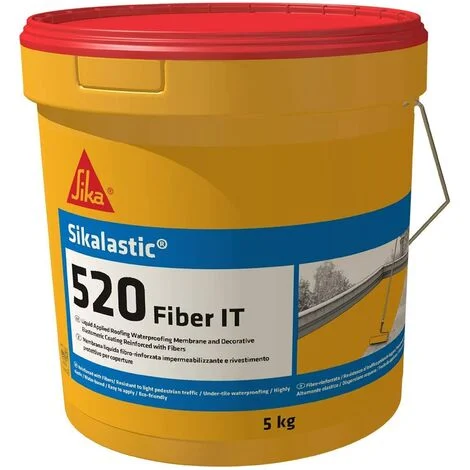Sika - Sikalastic 520 Fiber IT, Bianco - Membrana liquida impermeabilizzante - Rivestimento decorativo elastomerico - Applicato a freddo - 5 kg