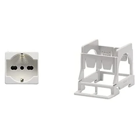 GEWISS - DY01008 Serie System Nr. 1 sopporto per montaggio su guida DIN un modulo compresa con Nr. 1 Presa Schuko