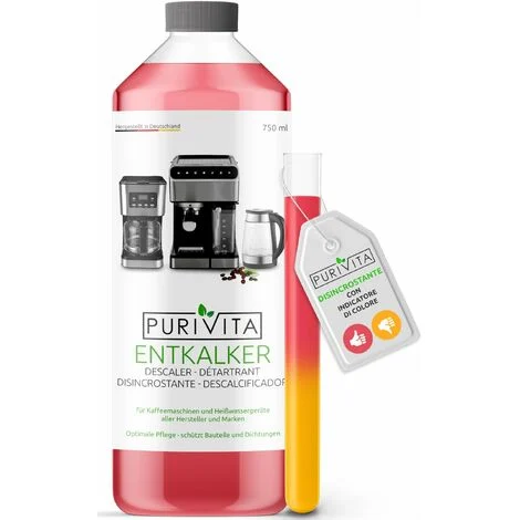 PURIVITA® Universale Decalcificante Macchina Caffè [750ML] - Anticalcare Pulizia Macchine Caffe - Liquido Disincrostante per i Modelli Delonghi, Nespresso, Dolce Gusto, Lazzata & Altri Ancora