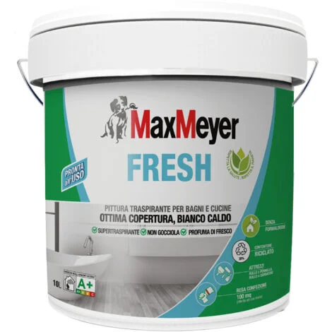 MaxMeyer Fresh, Pittura per Interni Bagni&Cucine, Bianco Caldo, 10L