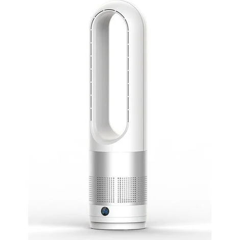 Ventilatore a torre silenzioso senza pale con telecomando, 8 velocità, oscillazione a 80°, timer, display a LED, adatto per camera da letto e ufficio, bianco