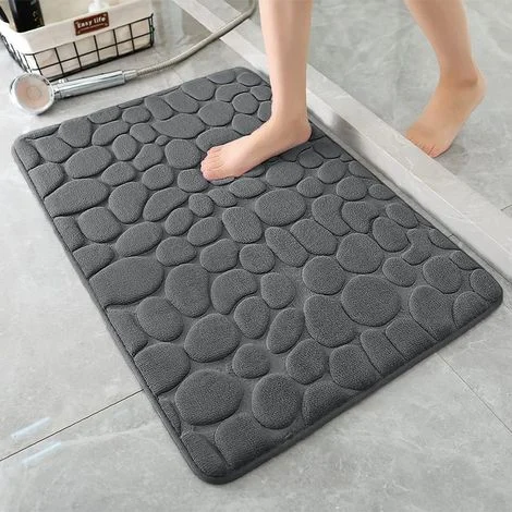 Tappetino da bagno in memory foam - Tappetino da doccia assorbente - Tappetino da bagno - Tappeto decorativo - Antiscivolo - per bagno e soggiorno - 40 x 60 cm - Grigio scuro, Memory Foam