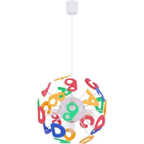 Lampada a sospensione per cameretta dei bambini lettere lampada a sospensione Lampada per bambini a forma di palla, plastica colorata, prese 4x E14, PxH 35x120 cm