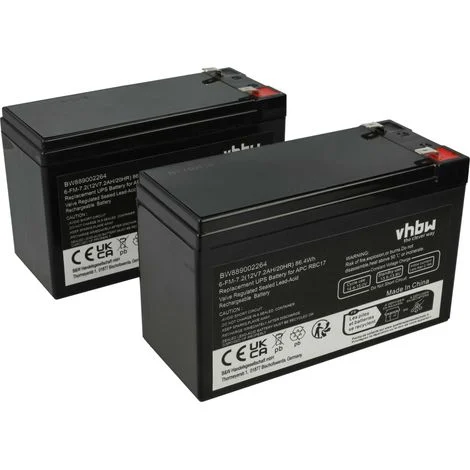 vhbw 2x batteria sostituisce APC RBC48 per UPS (7200mAh, 12V, AGM)