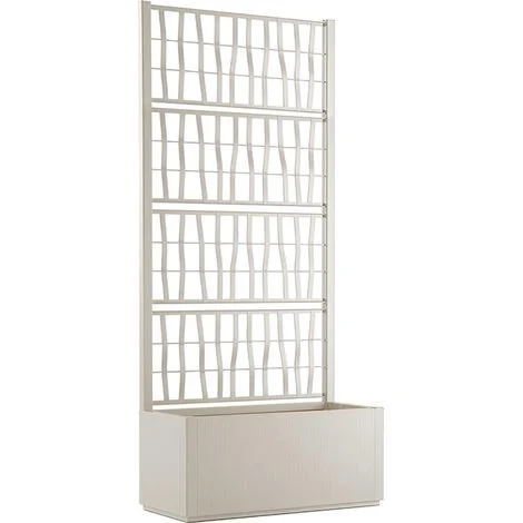 Fioriera con vaso largo cm 80 Spalliera Grigliata separe' alta cm 175 GESSO rampicante modulabile componibile per Esterni Giardini Terrazze separatore ambienti locali commerciali per piante e fiori