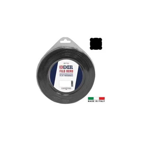 FILO PER DECESPUGLIATORE IN NYLON QUADRO NEROø mm.2,7 in matassa da mt.15EXCEL