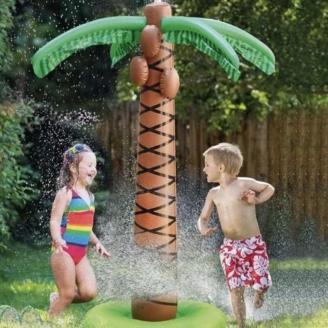 Giocattolo spruzzatore gonfiabile a forma di palma da 61 pollici – Spruzzatore d'acqua per bambini – Attività da spiaggia e giardino – Facile da usare in estate -Crezuo