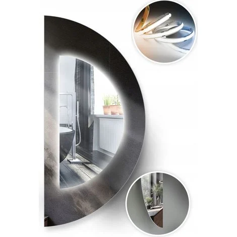 Specchio illuminato a LED FI 100 Semicircolare con lati smussati e fibra ottica COB