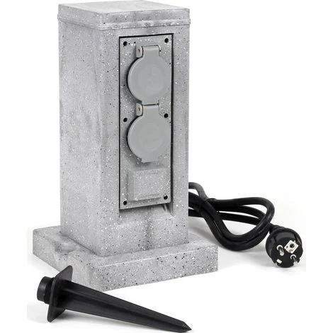 Wiltec Colonna multipresa effetto granito con 4 prese per esterno IP44 con picchetto