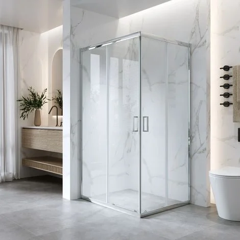 Cabina Doccia Angolare Scorrevole 70x90 Cm H 185 cm Vetro Trasparente 6 mm Kiro