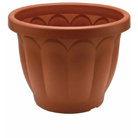 Vaso tondo in plastica color terracotta diam 35 cm fiori piante giardino rotondo dorico
