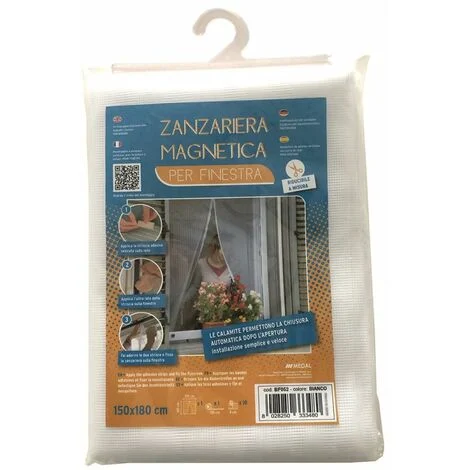 ZANZARIERA A PANNELLI VERTICALE CHIUSURA MAGNETICA 150X180 BIANCA