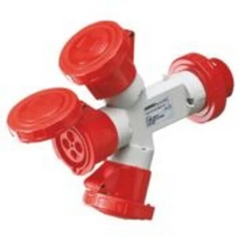 Multipresa Moltiplicatore Mobile 3 Uscite IP67 Spina 32A 3 Prese 3P+T 400V 50/60HZ Rosso 6H
