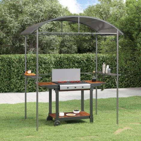 Gazebo Barbecue Ripiani Laterali Antracite 220x115x230 Acciaio vidaXL