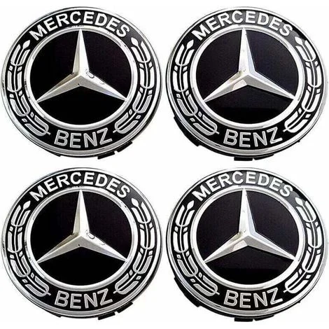 Set di 4 coprimozzi ruota compatibili con Mercedes Benz, coprimozzi centrali in ABS da 75 mm, accessori per auto, TRIMEC