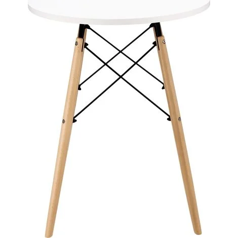 Tavolo rotondo bianco in stile scandinavo moderno per soggiorno, sala da pranzo e cucina.