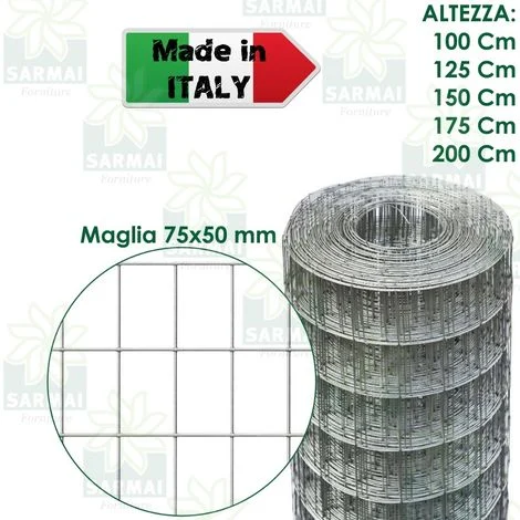 ROTOLO 25 m RETE METALLICA ZINCATA ELETTROSALDATA PER RECINZIONE - H 175 cm
