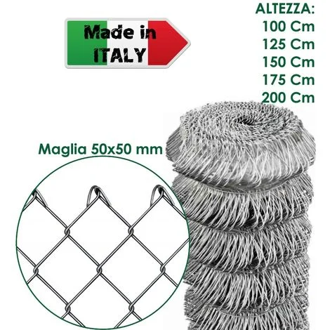 ROTOLO 25 m RETE METALLICA ZINCATA PER RECINZIONE A MAGLIA LIBERA - H 150 cm