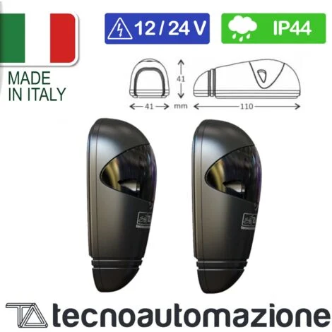 Coppia di fotocellule Eve ad infrarossi, 12/24V AC/DC, IP44, range 100 metri, colore nero - Tecno Automazione FTCFE5TN