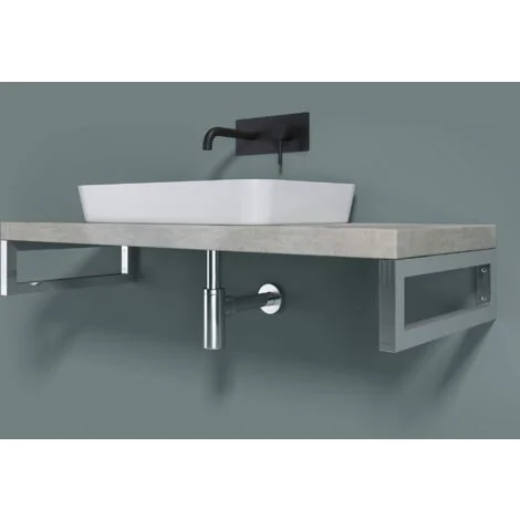 doporro Staffe Reggimensola Rettangolare in Acciaio Inox Supporti da Parete per Mensole, Lavabi e Porta Asciugamani, Cromo, 1 Pezzo, 500x150 mm - WH01
