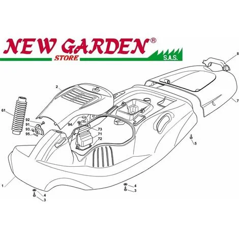 Esploso carrozzeria trattorino rasaerba EL63 XE75VD CASTELGARDEN ricambi2002-132 COPERTURA MOTORE