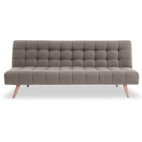 EVERGREENWEB - Divano Letto clic clac in tessuto TORTORA. Divano letto 3 posti Stile Scandinavo, Design moderno, Prontoletto Trapuntato, Imbottitura alta densità, gambe in legno - Fordy