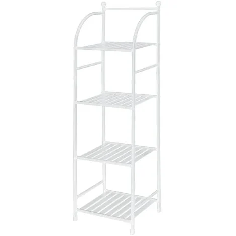 Scaffale bagno H 116 in metallo design bianco con quattro ripiani
