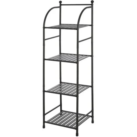Scaffale bagno H 116 in metallo design nero con quattro ripiani