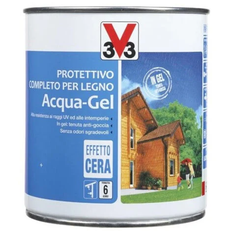 Protettivo Completo Acqua-Gel per Legno Esterno e Interno Colore Pino 0,75 L
