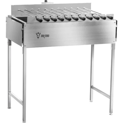 BBQ-Toro griglia a carbonella in acciaio inox con attacco per spiedini 11 spiedini e motore