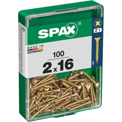 Scatola da 100 unità di vite per legno Spax con testa piatta Yellox 2,0x16 mm Spax