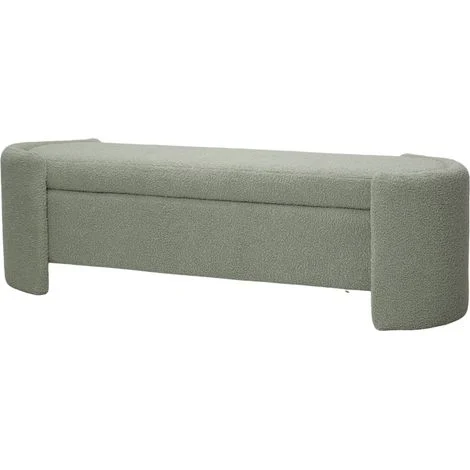 PANCA CONTENITORE CM 164X50 H. 47 IN TESSUTO EFFETTO BOUCLE' VERDE SALVIA