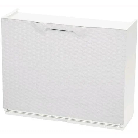 Scarpiera in resina effetto RATTAN modilabile ed impilabile colore BIANCO 1 Pz