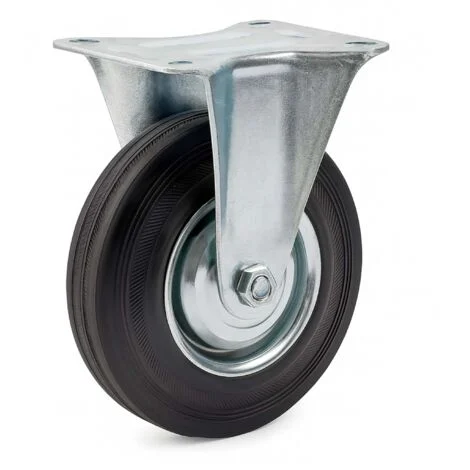 Wiltec Ruota fissa in gomma piena 200mm max 150 kg, con cerchio in metallo, per carrelli
