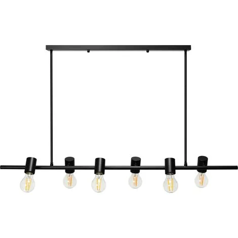LAMPADA A SOSPENSIONE APP480-6CP METALLO INDUSTRIALE NERO 6-PUNTI LUCE E27 100X74CM