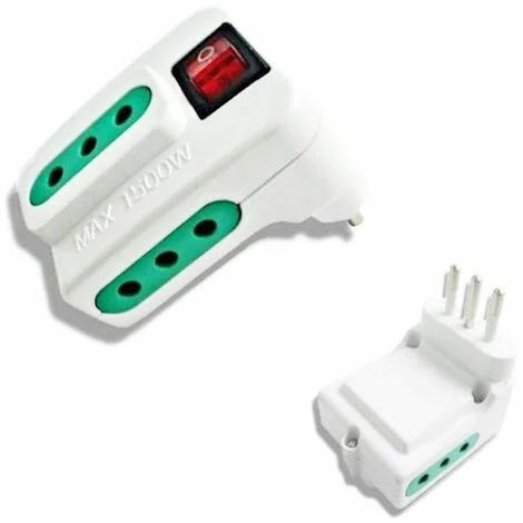 Multipresa adattatore elettrico 3 prese 10A con interruttore tripla 250V