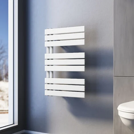 SONNI Termoarredo Scaldasalviette 76x50cm Bianca Radiatore Acqua Calda Design Laterale Verticale Scaldasalviette Connessione laterale