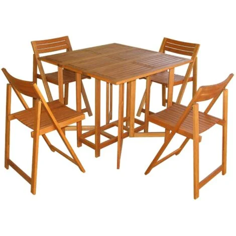 Set Tavolo consolle con 4 sedie in legno Country Acacia
