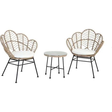 Salotto da Esterno Beige 2 Poltrone Tavolino Terrazzo