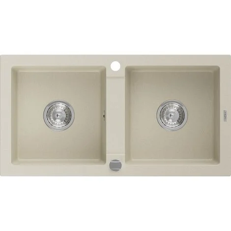 Mexen Mario lavello in granito a 2 vasche 820 x 436 mm, beige, sifone cromato - 6504822000-69